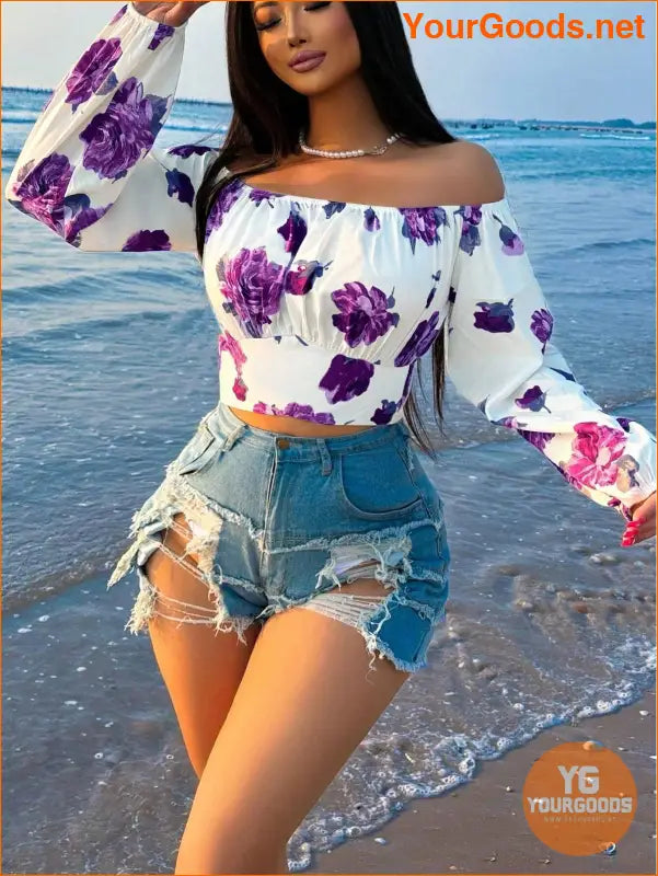 YOURGOODS SXY Womens OffShoulder Floral Summer Shirt - YourGoods Online Shop