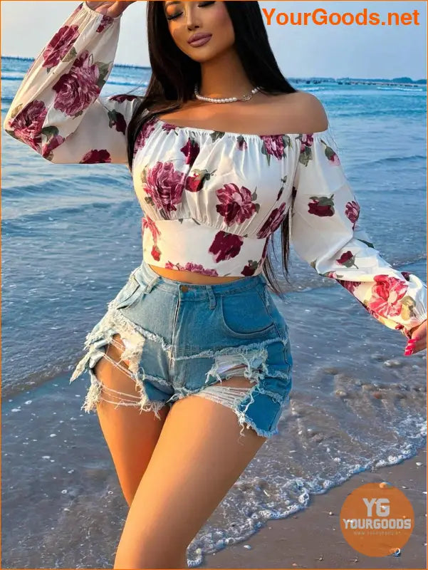 YOURGOODS SXY Womens OffShoulder Floral Summer Shirt - YourGoods Online Shop