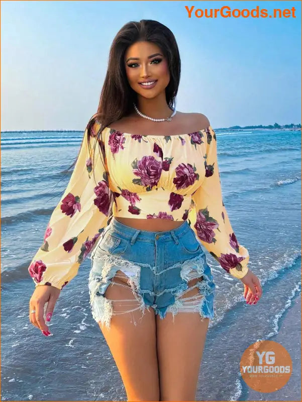 YOURGOODS SXY Womens OffShoulder Floral Summer Shirt - YourGoods Online Shop