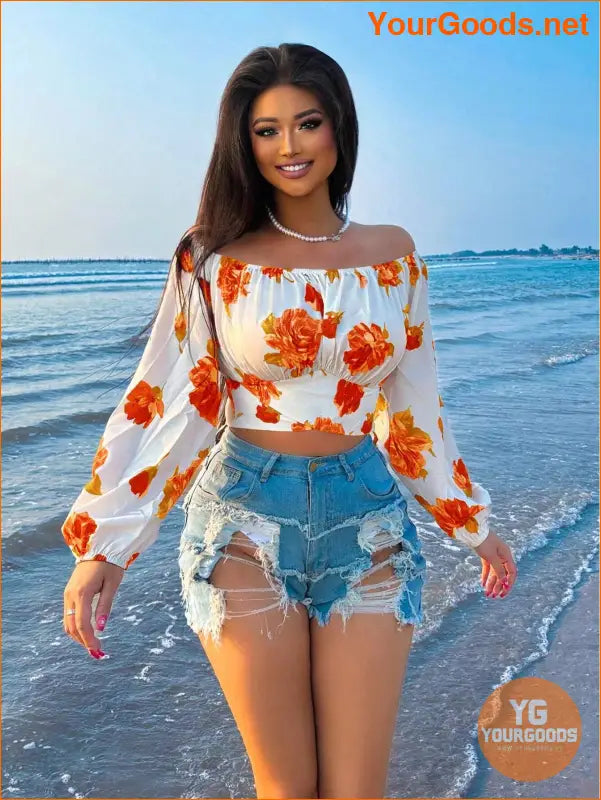 YOURGOODS SXY Womens OffShoulder Floral Summer Shirt - YourGoods Online Shop