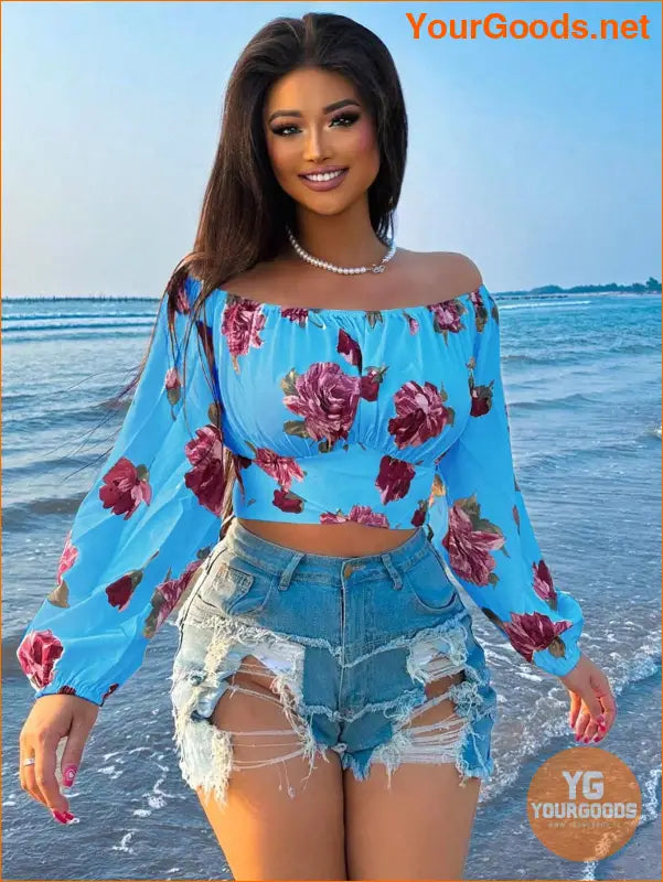 YOURGOODS SXY Womens OffShoulder Floral Summer Shirt - YourGoods Online Shop