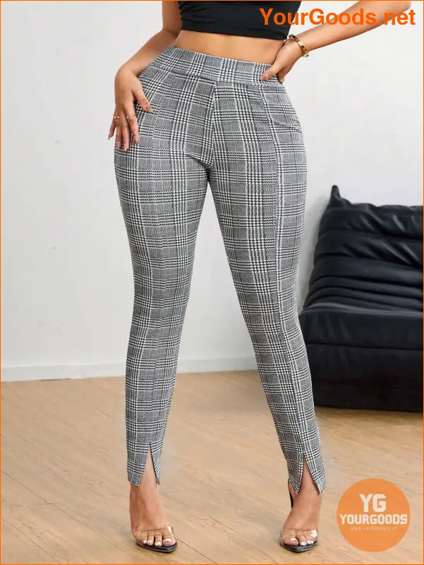 YOURGOODS SXY Womens Plaid High Slit Leggings - YourGoods Online Shop