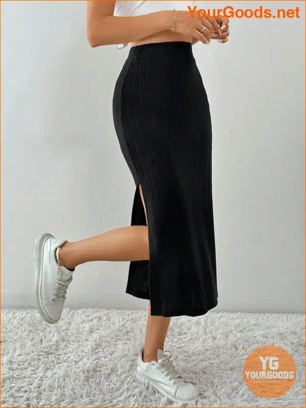 YOURGOODS Tall High Waist Split Hem Skirt - YourGoods Online Shop