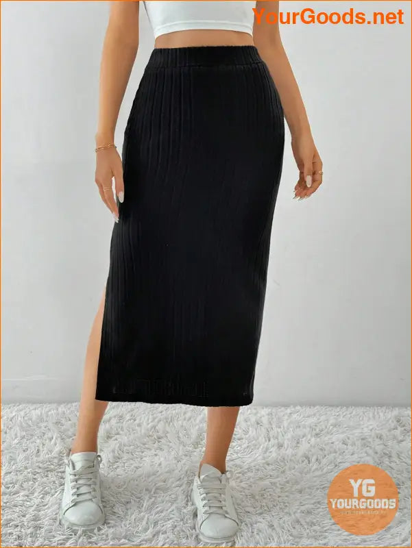 YOURGOODS Tall High Waist Split Hem Skirt - YourGoods Online Shop