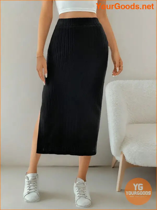 YOURGOODS Tall High Waist Split Hem Skirt - YourGoods Online Shop