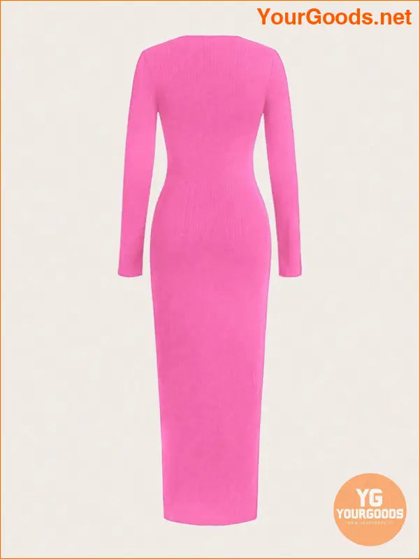 YOURGOODS Unity Solid Color Round Neck Bodycon Dress - YourGoods Online Shop