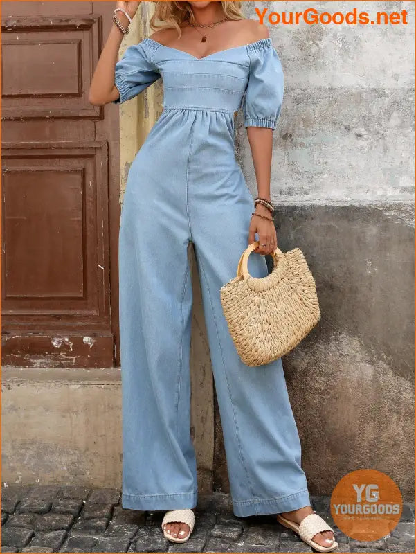 YOURGOODS VCAY Womens OffShoulder Denim Summer Jumpsuit - YourGoods Online Shop