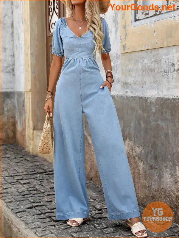 YOURGOODS VCAY Womens OffShoulder Denim Summer Jumpsuit - YourGoods Online Shop