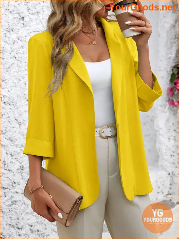 YOURGOODS Women Fashionable Classic Solid Color Commuting Blazer For Versatile Outfits - YourGoods Online Shop