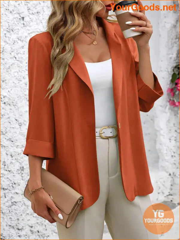 YOURGOODS Women Fashionable Classic Solid Color Commuting Blazer For Versatile Outfits - YourGoods Online Shop