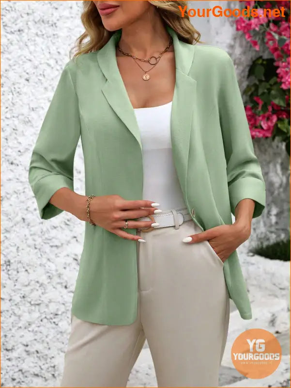 YOURGOODS Women Fashionable Classic Solid Color Commuting Blazer For Versatile Outfits - YourGoods Online Shop