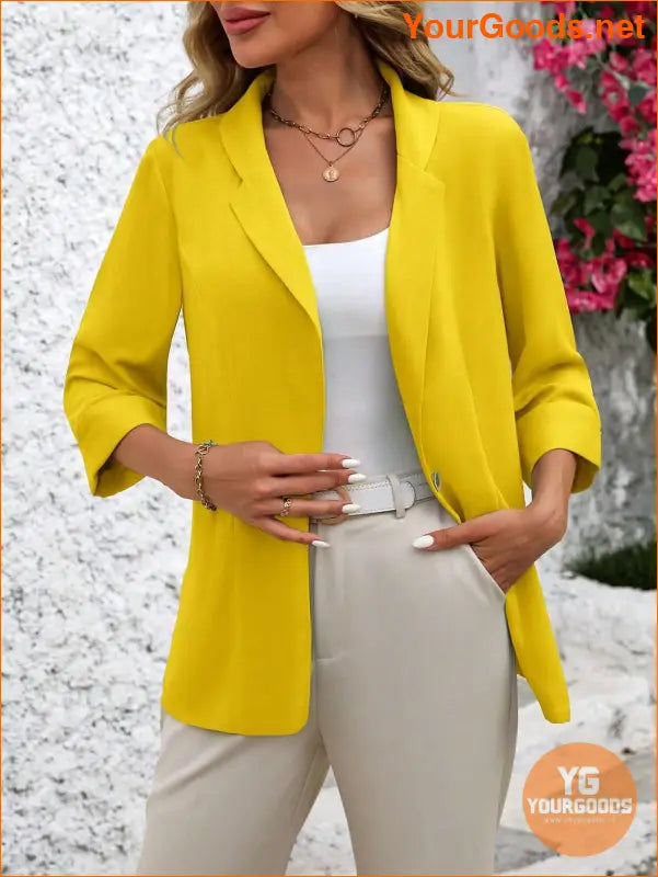 YOURGOODS Women Fashionable Classic Solid Color Commuting Blazer For Versatile Outfits - YourGoods Online Shop