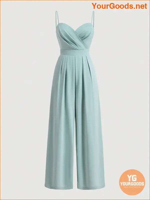 YOURGOODS Women Mint Green V-Neck Sexy Elegant Jumpsuit With Spaghetti Straps - YourGoods Online Shop