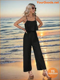 YOURGOODS Women Solid Color Casual Ruffle Edge Simple Spring/Summer Jumpsuit - YourGoods Online Shop