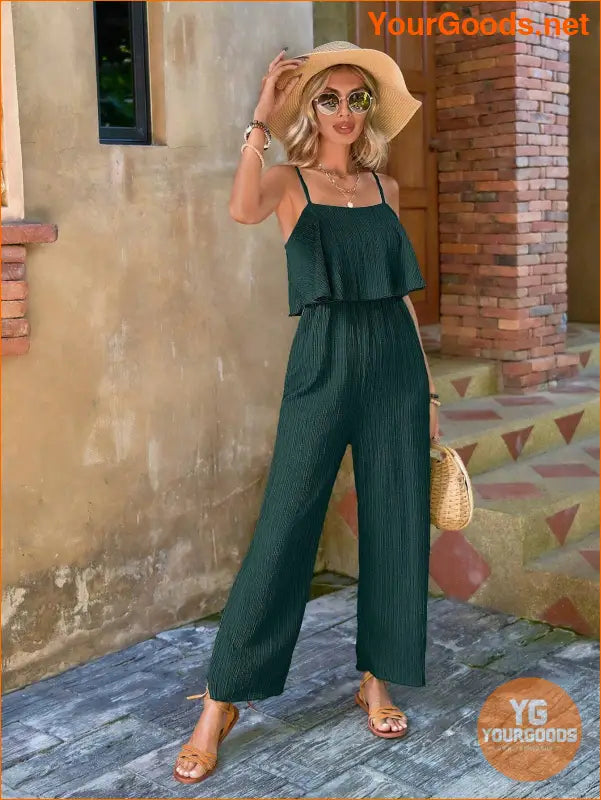 YOURGOODS Women Solid Color Casual Ruffle Edge Simple Spring/Summer Jumpsuit - YourGoods Online Shop