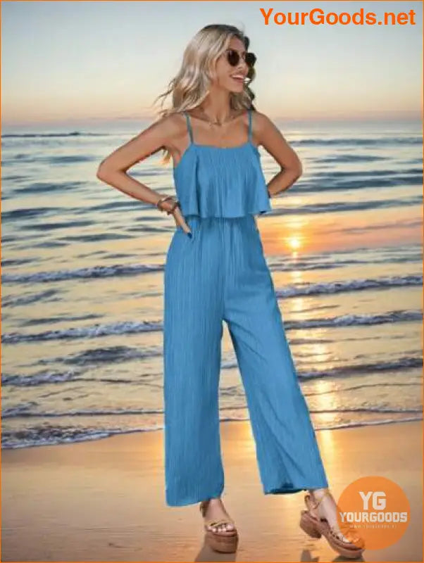 YOURGOODS Women Solid Color Casual Ruffle Edge Simple Spring/Summer Jumpsuit - YourGoods Online Shop