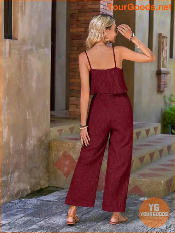 YOURGOODS Women Solid Color Casual Ruffle Edge Simple Spring/Summer Jumpsuit - YourGoods Online Shop