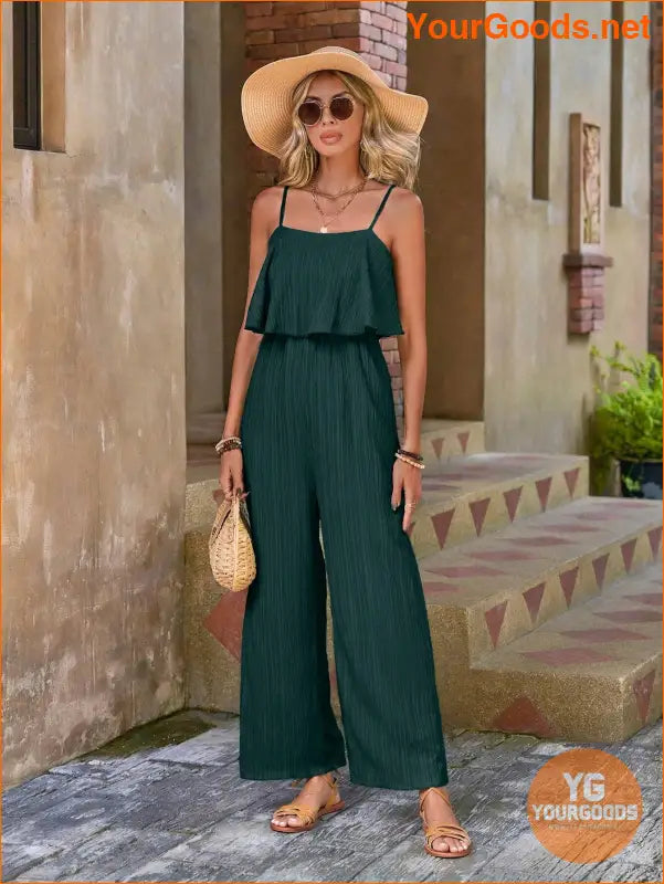 YOURGOODS Women Solid Color Casual Ruffle Edge Simple Spring/Summer Jumpsuit - YourGoods Online Shop