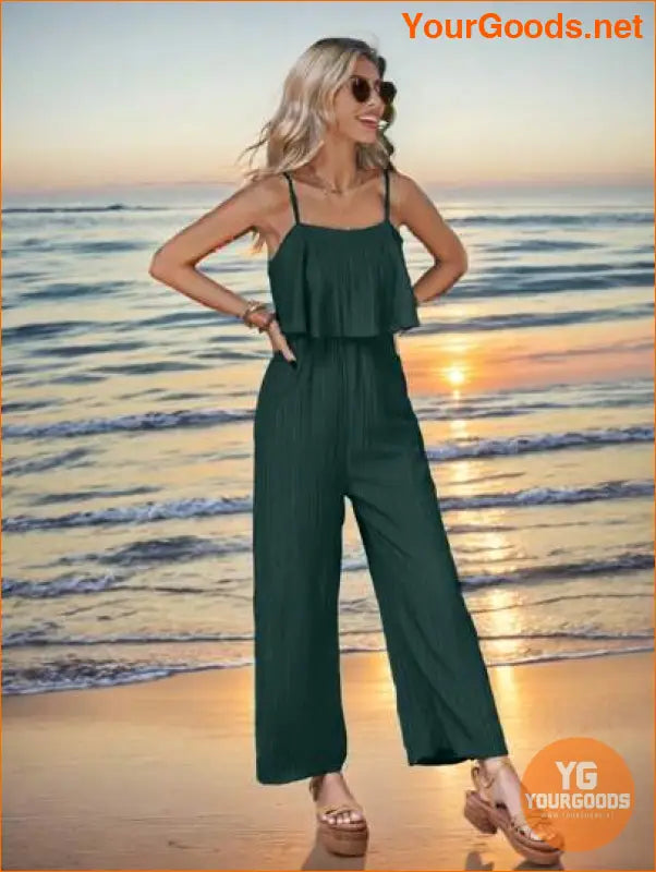 YOURGOODS Women Solid Color Casual Ruffle Edge Simple Spring/Summer Jumpsuit - YourGoods Online Shop