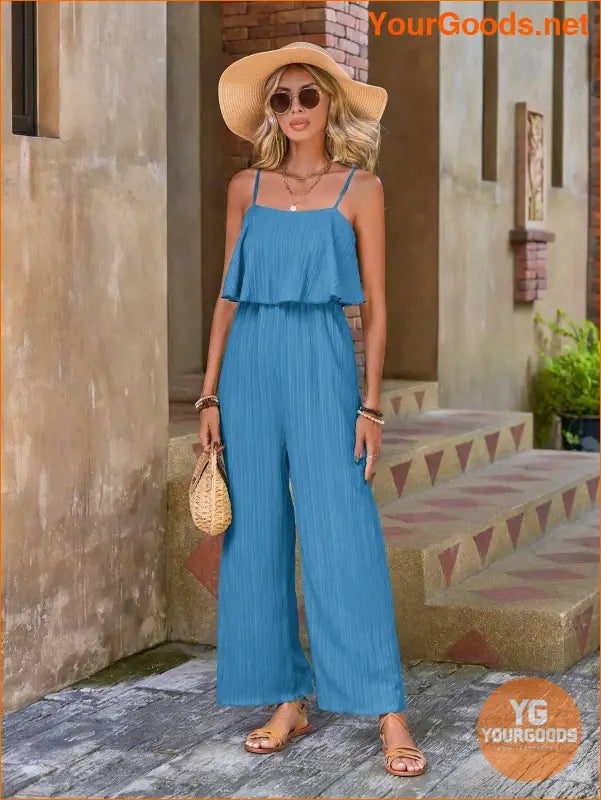 YOURGOODS Women Solid Color Casual Ruffle Edge Simple Spring/Summer Jumpsuit - YourGoods Online Shop