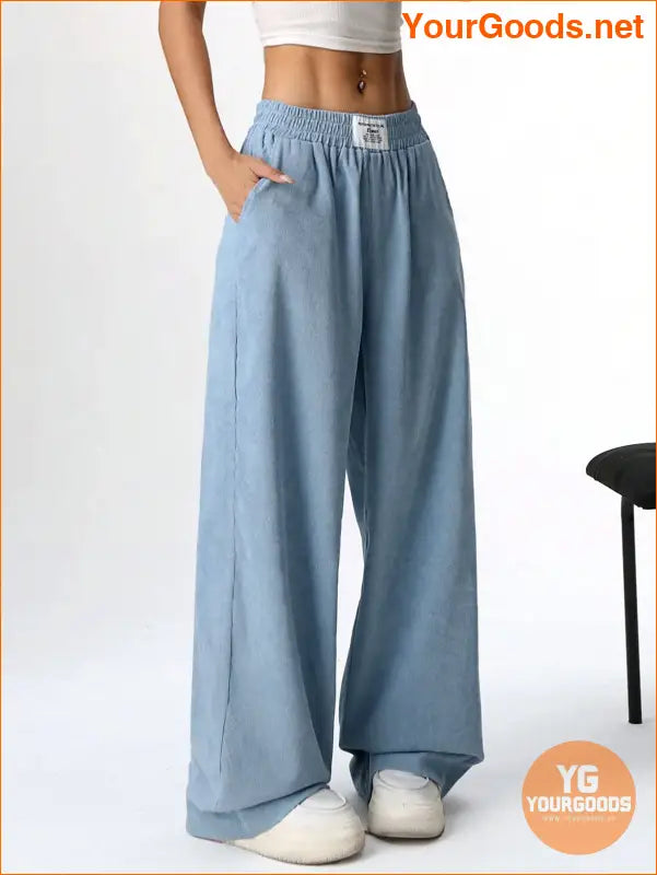 YOURGOODS Womens Embroidered Pocketed Wide Leg Pants - YourGoods Online Shop