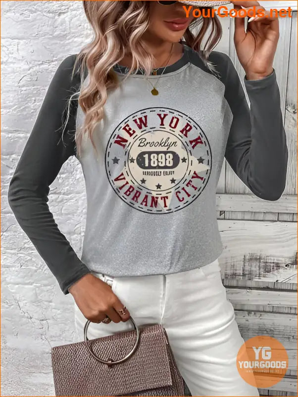 YOURGOODS Womens Essnce Letter Graphic Raglan Tee - YourGoods Online Shop