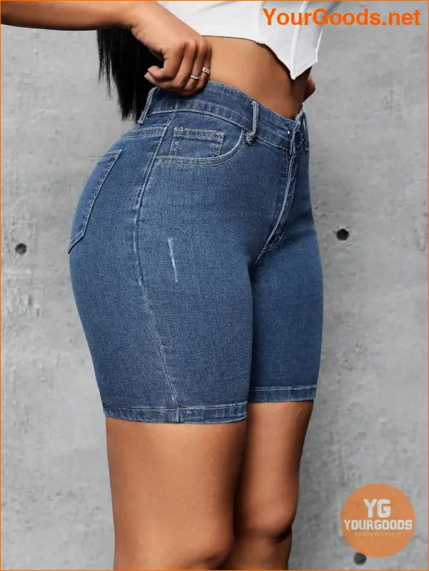 YOURGOODS Womens High Waist Slim Fit Denim Shorts - YourGoods Online Shop