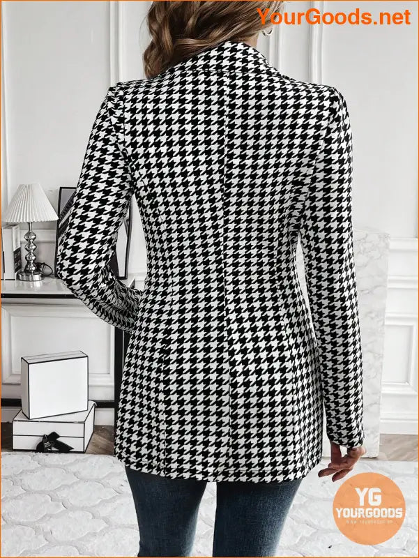 YOURGOODS Women's Houndstooth Check Waist Slimming Blazer Jacket - YourGoods Online Shop