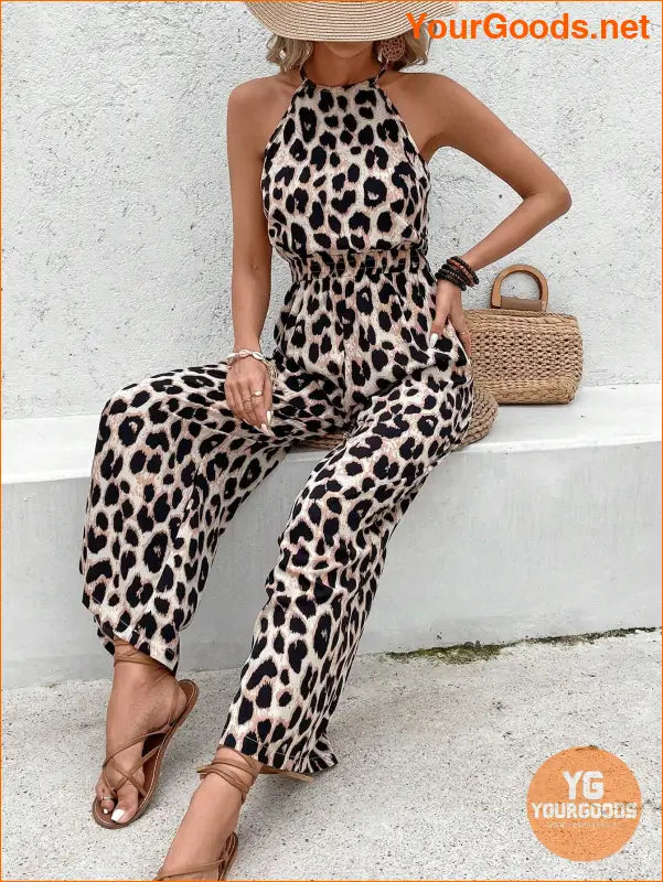 YOURGOODS Women's Leopard Print Sleeveless Casual Jumpsuit For Summer Holiday Cheetah Old Money Style - YourGoods Online Shop