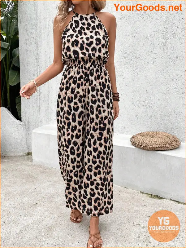 YOURGOODS Women's Leopard Print Sleeveless Casual Jumpsuit For Summer Holiday Cheetah Old Money Style - YourGoods Online Shop