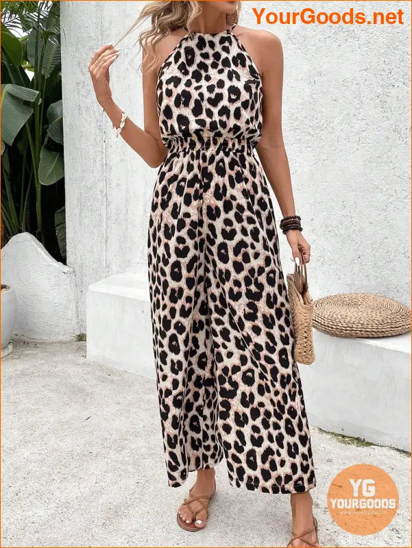 YOURGOODS Women's Leopard Print Sleeveless Casual Jumpsuit For Summer Holiday Cheetah Old Money Style - YourGoods Online Shop