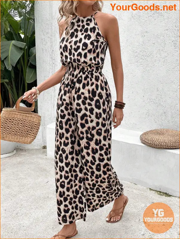 YOURGOODS Women's Leopard Print Sleeveless Casual Jumpsuit For Summer Holiday Cheetah Old Money Style - YourGoods Online Shop