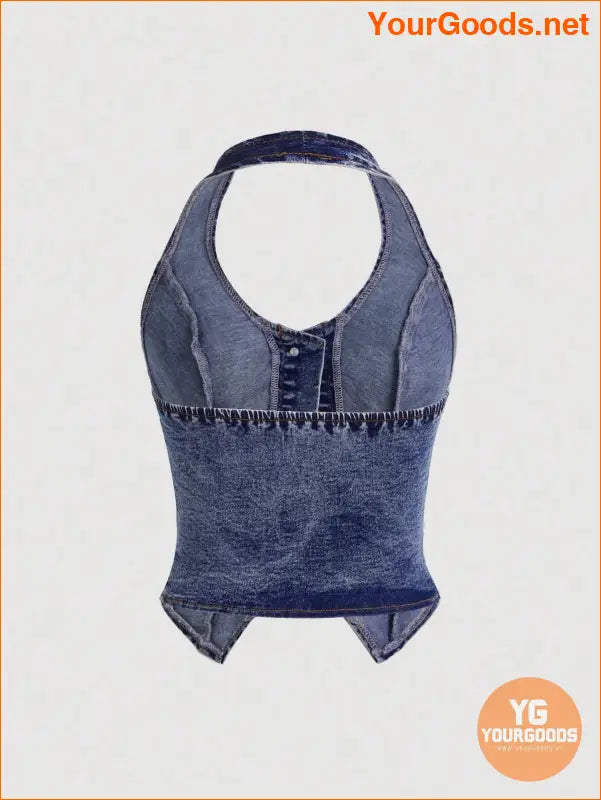 YOURGOODS Womens Slim Fit Denim Halter Top - YourGoods Online Shop