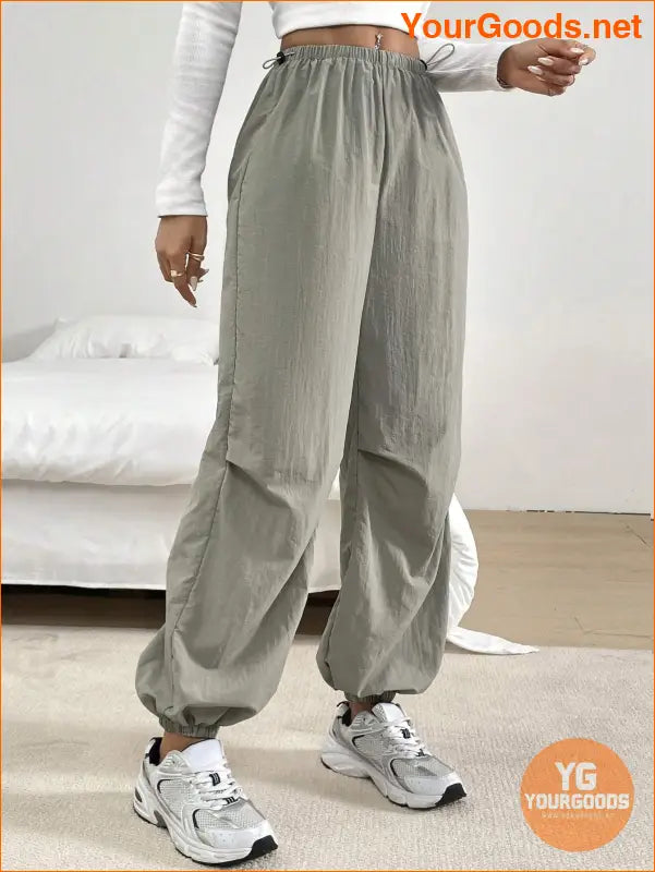 YOURGOODS Womens Solid Color Casual Drawstring Palazzo Pants - YourGoods Online Shop