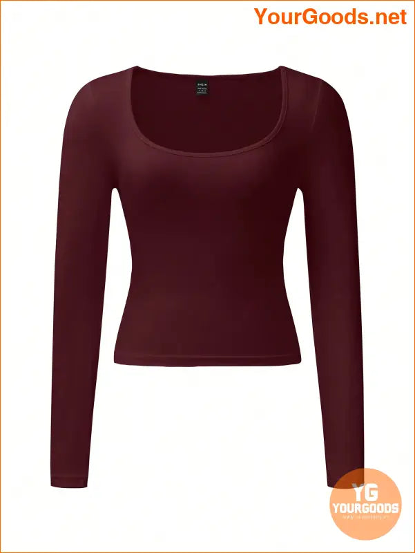 YOURGOODS Womens Solid Color Square Neck TShirt - YourGoods Online Shop