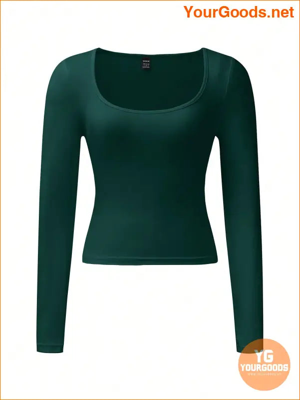 YOURGOODS Womens Solid Color Square Neck TShirt - YourGoods Online Shop