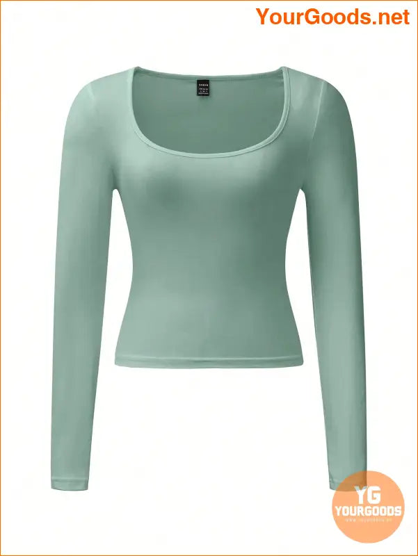 YOURGOODS Womens Solid Color Square Neck TShirt - YourGoods Online Shop