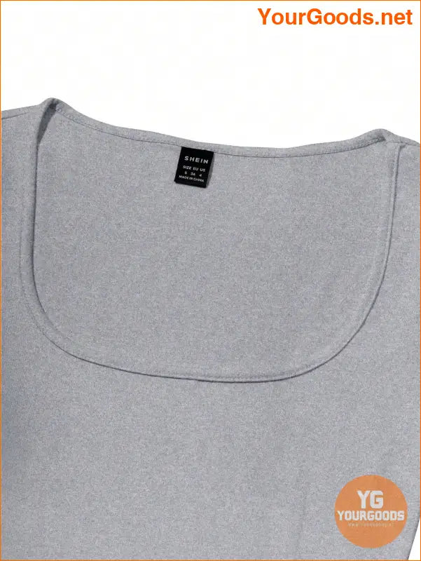 YOURGOODS Womens Solid Color Square Neck TShirt - YourGoods Online Shop