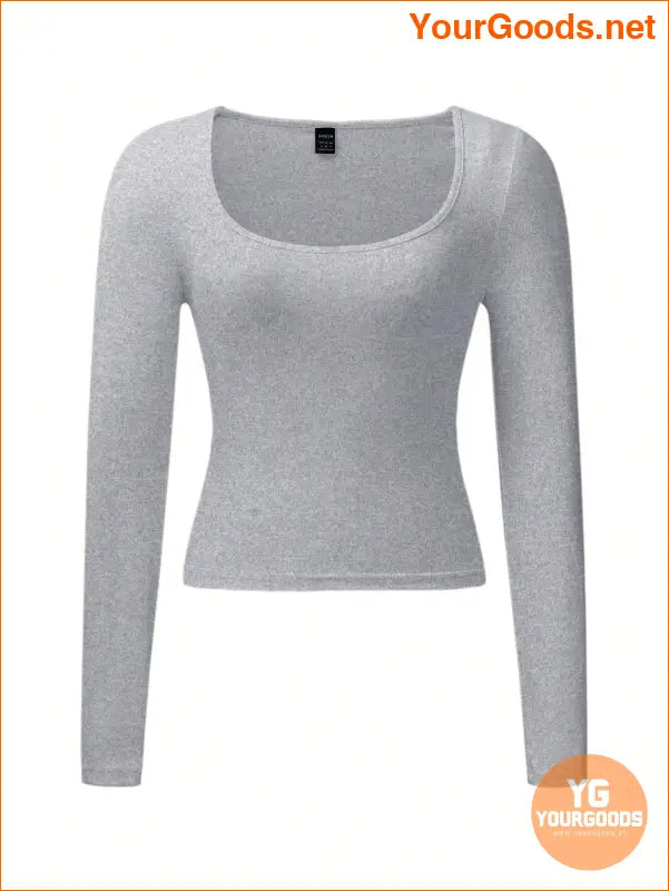 YOURGOODS Womens Solid Color Square Neck TShirt - YourGoods Online Shop