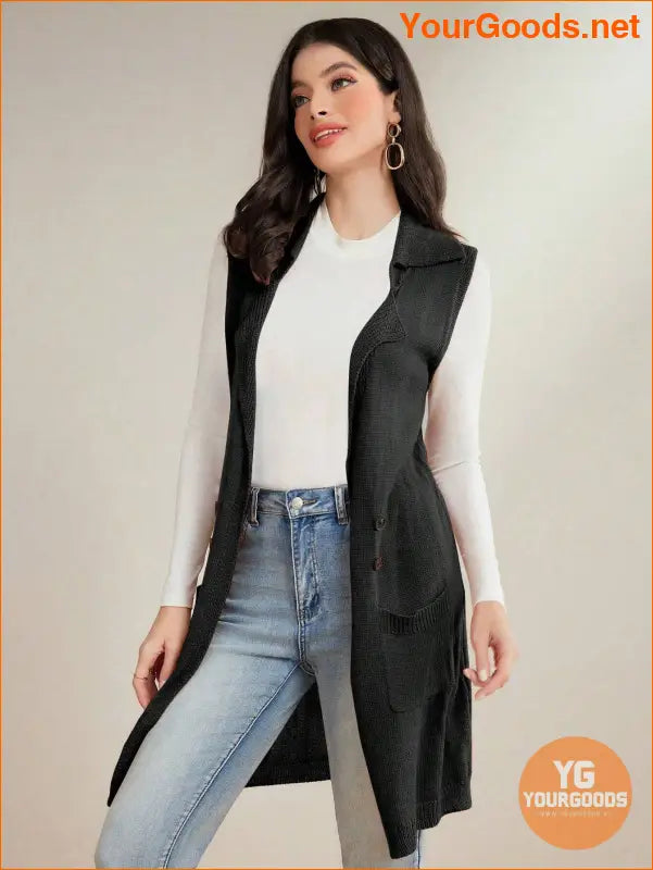 YOURGOODS Womens Solid Sleeveless Cardigan Vest with Pockets - YourGoods Online Shop