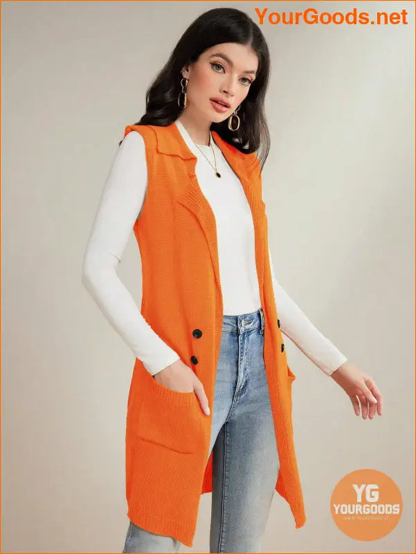 YOURGOODS Womens Solid Sleeveless Cardigan Vest with Pockets - YourGoods Online Shop