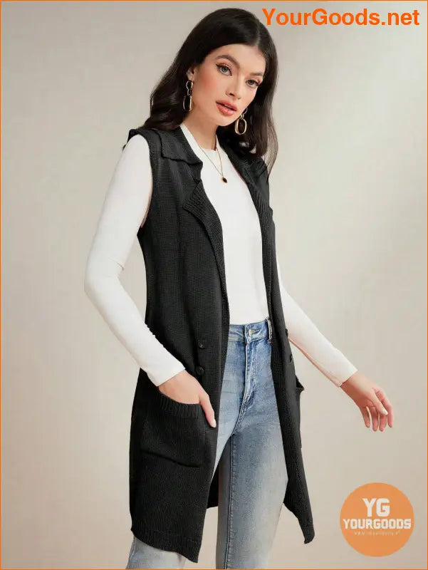 YOURGOODS Womens Solid Sleeveless Cardigan Vest with Pockets - YourGoods Online Shop