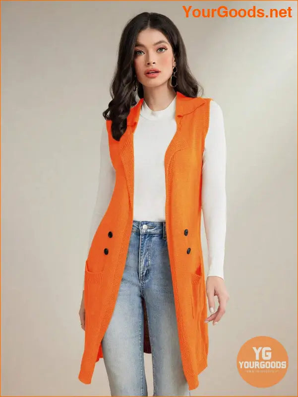 YOURGOODS Womens Solid Sleeveless Cardigan Vest with Pockets - YourGoods Online Shop