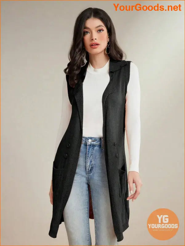 YOURGOODS Womens Solid Sleeveless Cardigan Vest with Pockets - YourGoods Online Shop