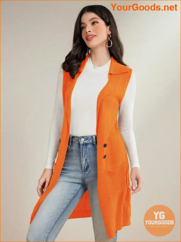 YOURGOODS Womens Solid Sleeveless Cardigan Vest with Pockets - YourGoods Online Shop