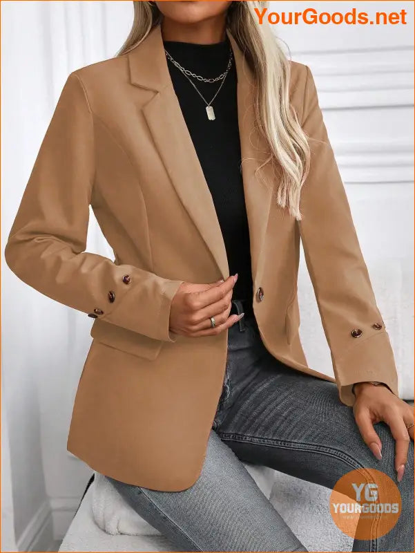 YOURGOODS Women's Spring & Autumn Casual Solid Color Suit Jacket - YourGoods Online Shop