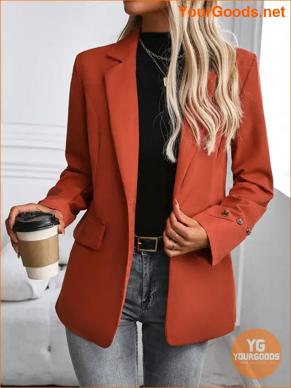 YOURGOODS Women's Spring & Autumn Casual Solid Color Suit Jacket - YourGoods Online Shop