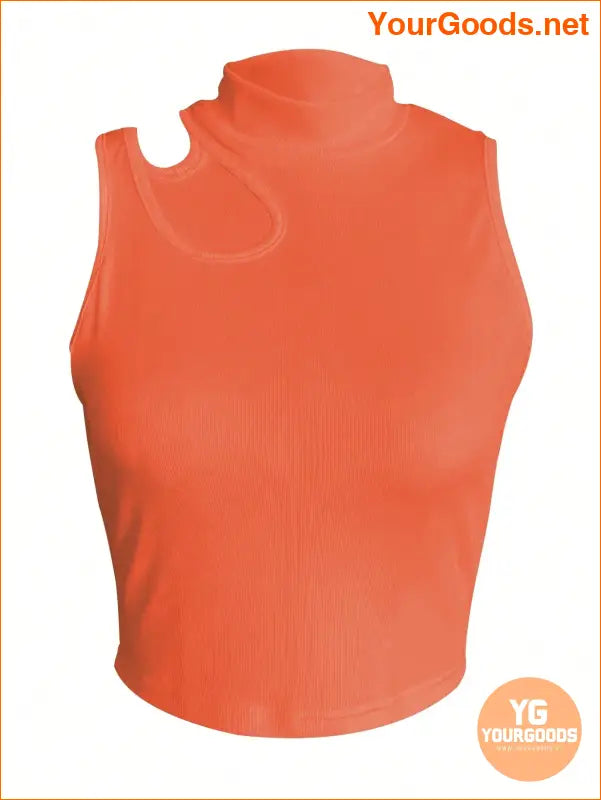 YOURGOODS Womens Stand Collar Hollow Out Tank Top - YourGoods Online Shop