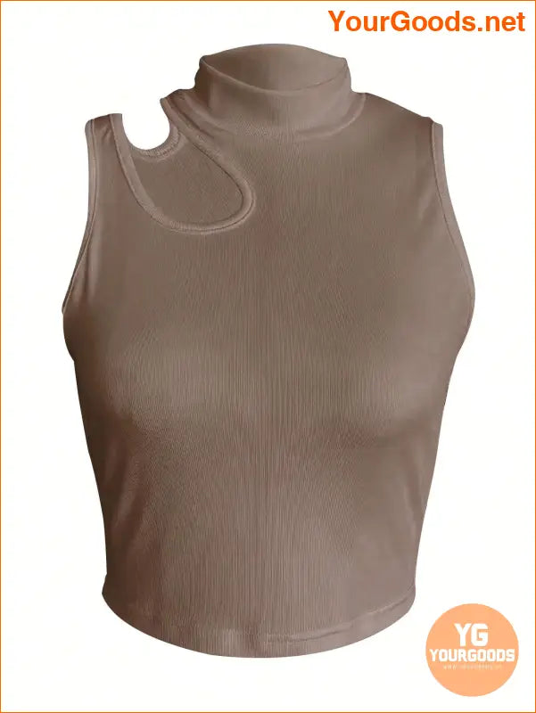 YOURGOODS Womens Stand Collar Hollow Out Tank Top - YourGoods Online Shop