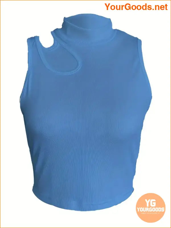 YOURGOODS Womens Stand Collar Hollow Out Tank Top - YourGoods Online Shop